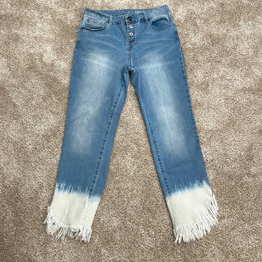 INC Tie-Dyed Angled-Hem Mop Jeans